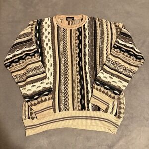 Vintage‎ 1990s Alberto Danti 3D Colored Cable Knit Crewneck Sweater Size Large